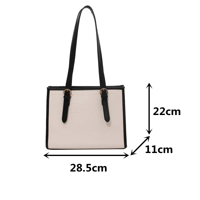 

Stone Pattern Female Shoulder Bag Hot Black Travel Tote Bag Brand Designer Pu Leather Women's Handbags and Purses Bolsa Feminina