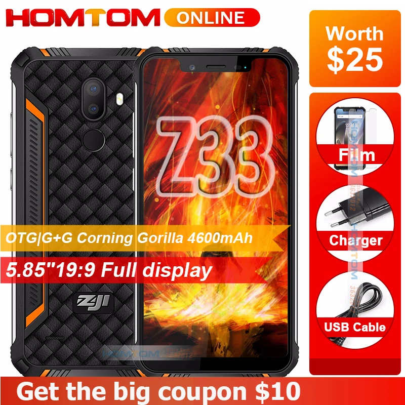 HOMTOM ZJI Z33 Android 8 1 смартфон IP68 Водонепроницаемый 5 85 &quotHD + 19:9 3 ГБ 32 MTK6739