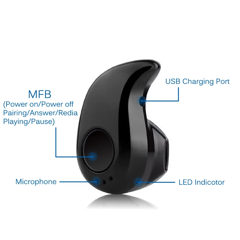 Фото Bluetooth-гарнитура 5 0 беспроводные наушники мини-наушники с микрофоном черный Bluetooth-гарнитура 5 0 беспроводные наушники мини-наушники с микрофоном черный
