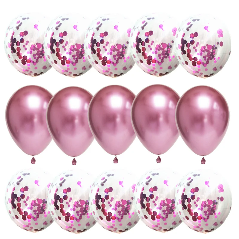 15Pcs Metal and confetti ballons Kids birth day parties and Wedding decoration Baby Shower Happy birthday party balloons globos images - 6