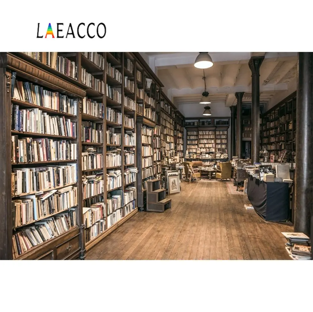 Laeacco Library Interior книжная полка книги фотографии фоны индивидуальные фотографические фоны для фотостудии