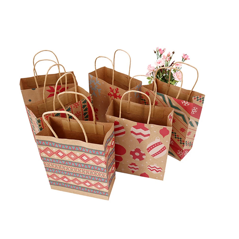 6/12 шт крафт Бумага Рождественский подарок сумка для рождественской вечеринки