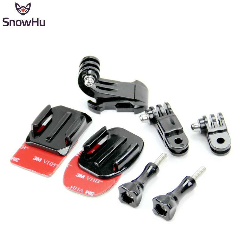 

SnowHu Adjustment Curved Adhesive Helmet Front Side Mount kit Gopro Hero 10 9 8 7 6 5 4 3 for sj4000 5000 for Yi 4K camera GP19