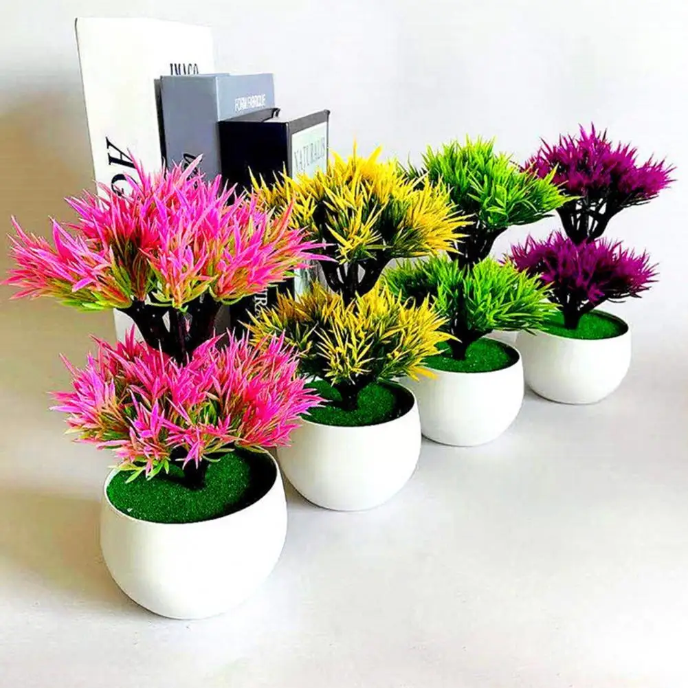 

Artificial Plant Double-layer Non-fading Plastic Phoenix-tail Fern Bonsai for Photography