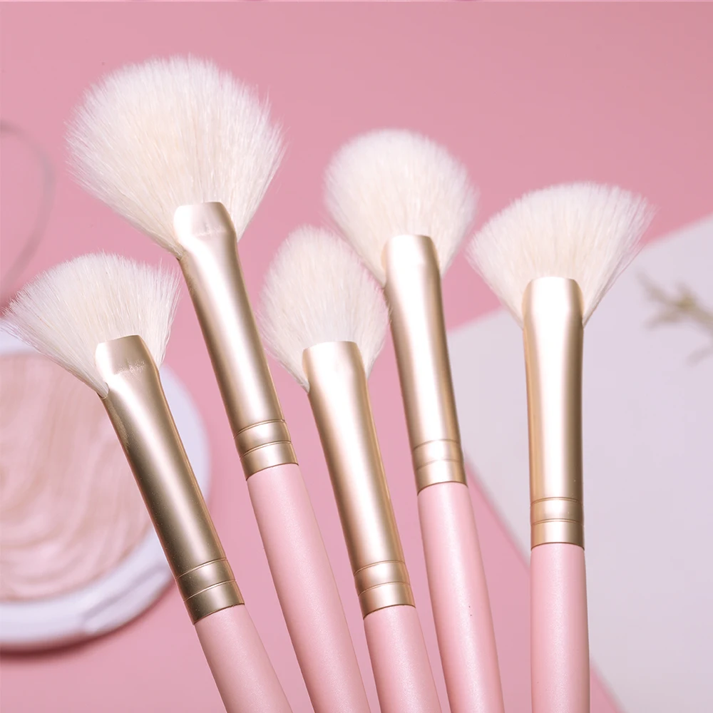 

OVW 5 шт Веерная форма козья шерсть мягкая Профессиональная Кисть для макияжа для смешивания пудры хайлайтер контур косметические инструмен...