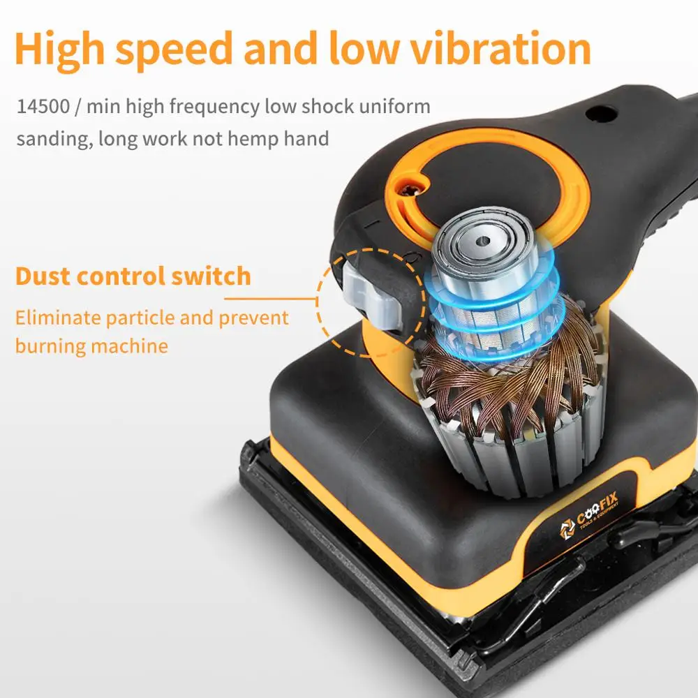 

COOFIX 320W Electric Wood Orbital Sander Machine Variable Speed Sanding Tools Household Sander Polisher