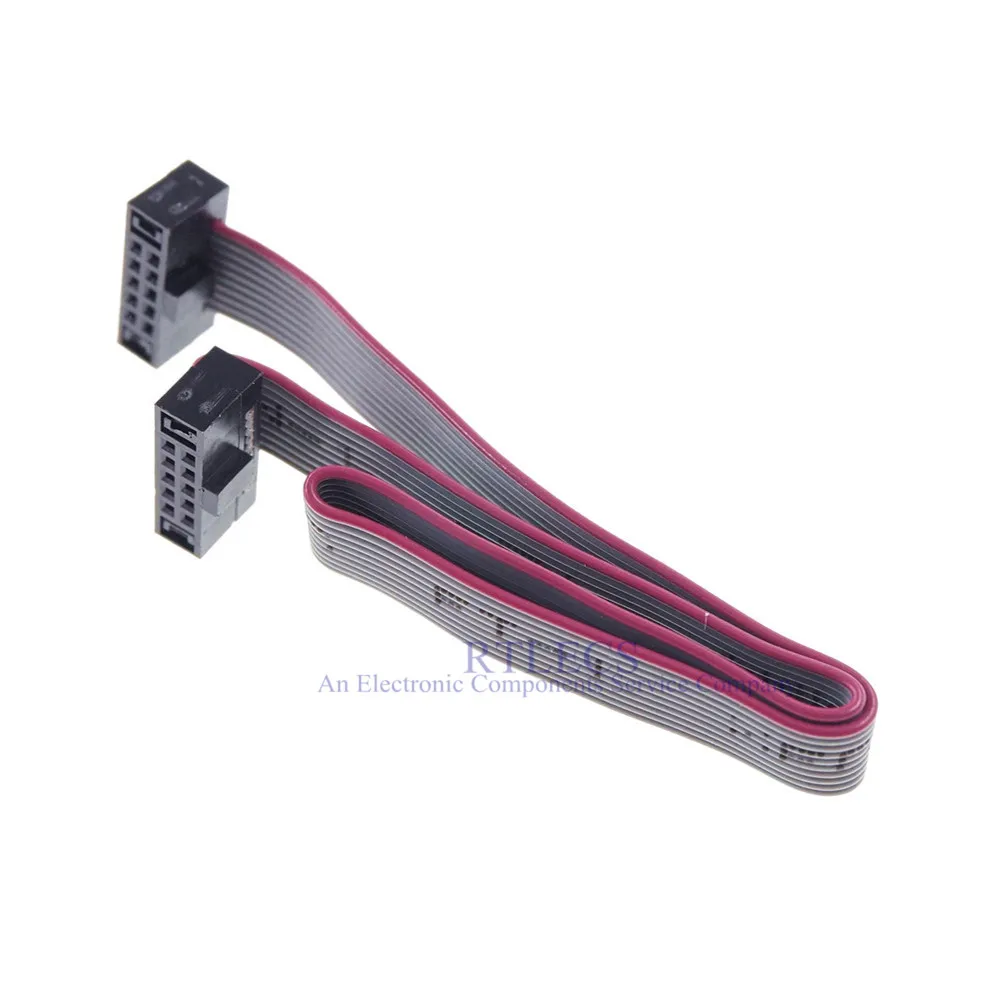 5Pcs 10 Pin 1.27 MM Pitch IDC Sockets Extension Flat Ribbon Cable ISP JTAG Download 15 CM Length Same Directions Adapter