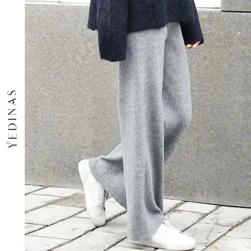 

Женские штаны Yedinas, с высокой талией, свободные, однотонные, на зиму