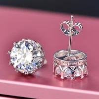 have certificate 925 sterling silver earrings sparkling zirconia diamond stud earrings for women brincos oorbellen pendientes