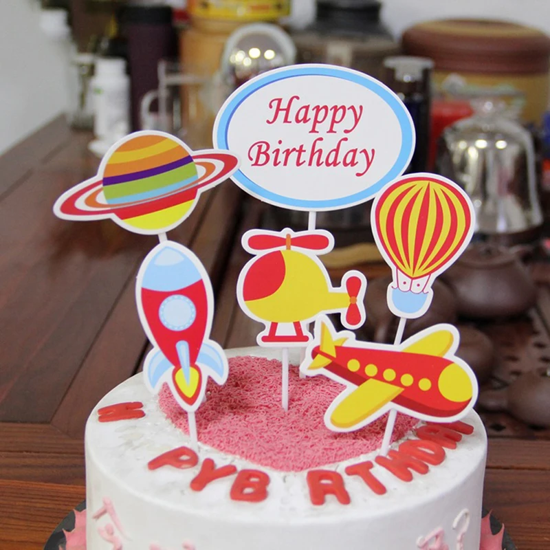 Visual Touch Astronaut Space Man Theme Cake Topper Boy Happy Birthday Decorating Party Supplies  Дом и