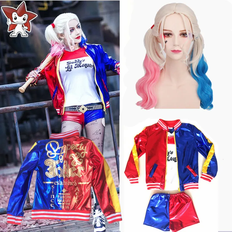 Детский костюм Harley Quinn для девочек самоубийцы парик перчатки клоун косплей аниме
