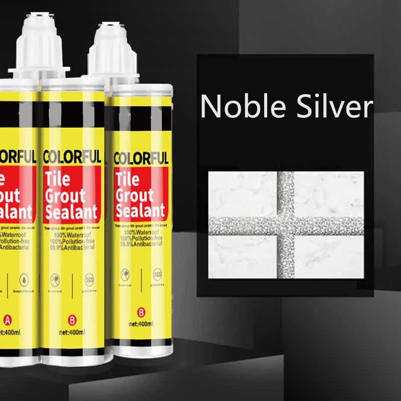 Noble silver 1 шт 400 мл 24 цвета двухкомпонентная керамическая Гибкая эпоксидная плитка затирка для наполнения швов и стыков - Цвет: Noble silver