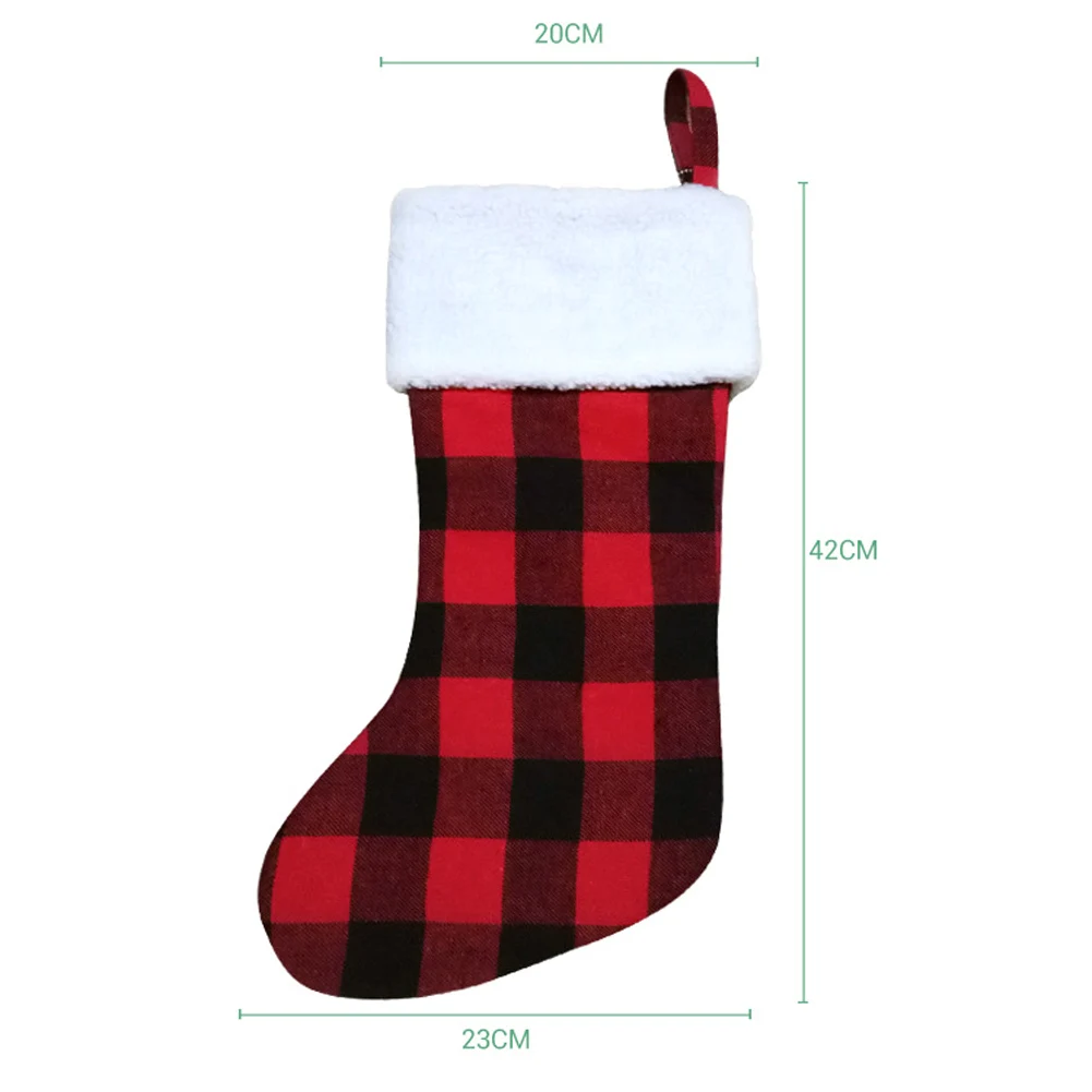 Рождественский красный/черный клетчатый узор чулки рождественские носки