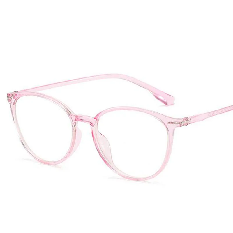 transparent pink Cat Eye Clear Lens Women Optical Eyewear Myopia Spectacle Glasses-0.5-1.0-1.5-2.0-2.5-3.0-3.5-4.0-4.5-5.0-5.5-6.0 - Frame Color: transparent pink