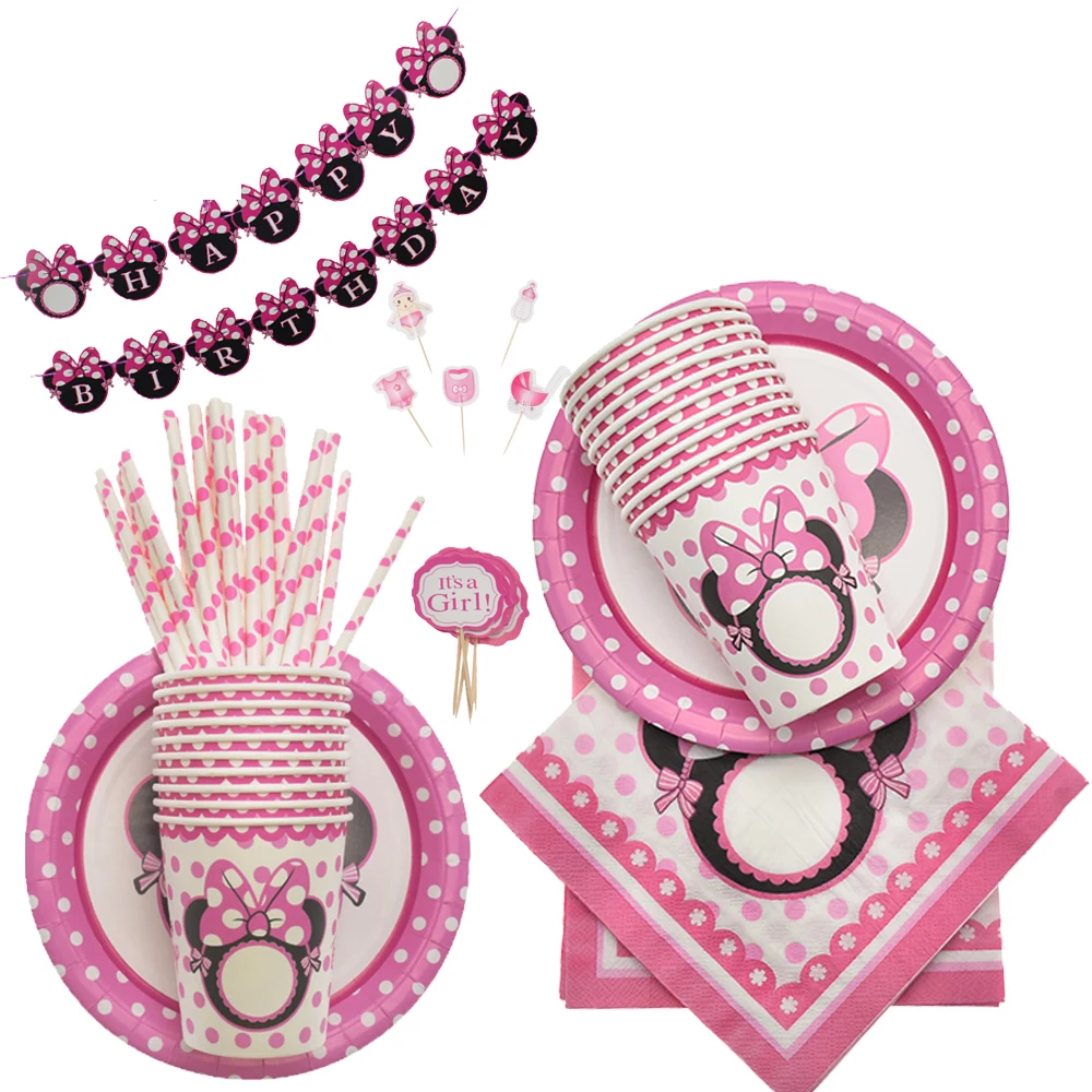 Розовое нижнее белье с принтом Минни Маус вечерние украшения салфетки пластины