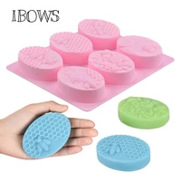 ibows 1pc honey bee silicone soap mold diy handmade craft 3d soap mold silicone oval 6 forms soap molds for soap making