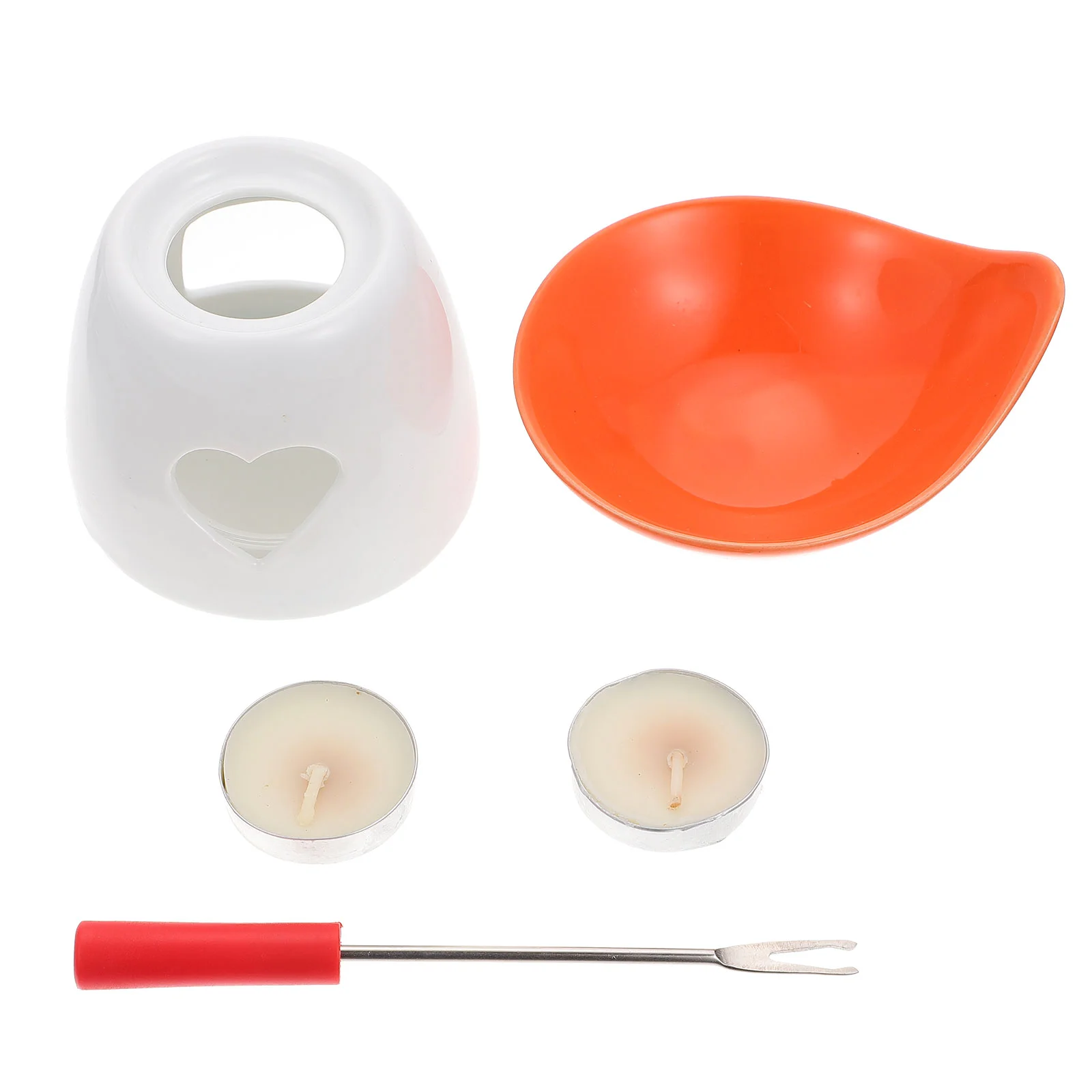 1 Set Cheese Melting Pot Ceramic Chocolate Fondue Butter Warmer for Home (Orange) | Дом и сад