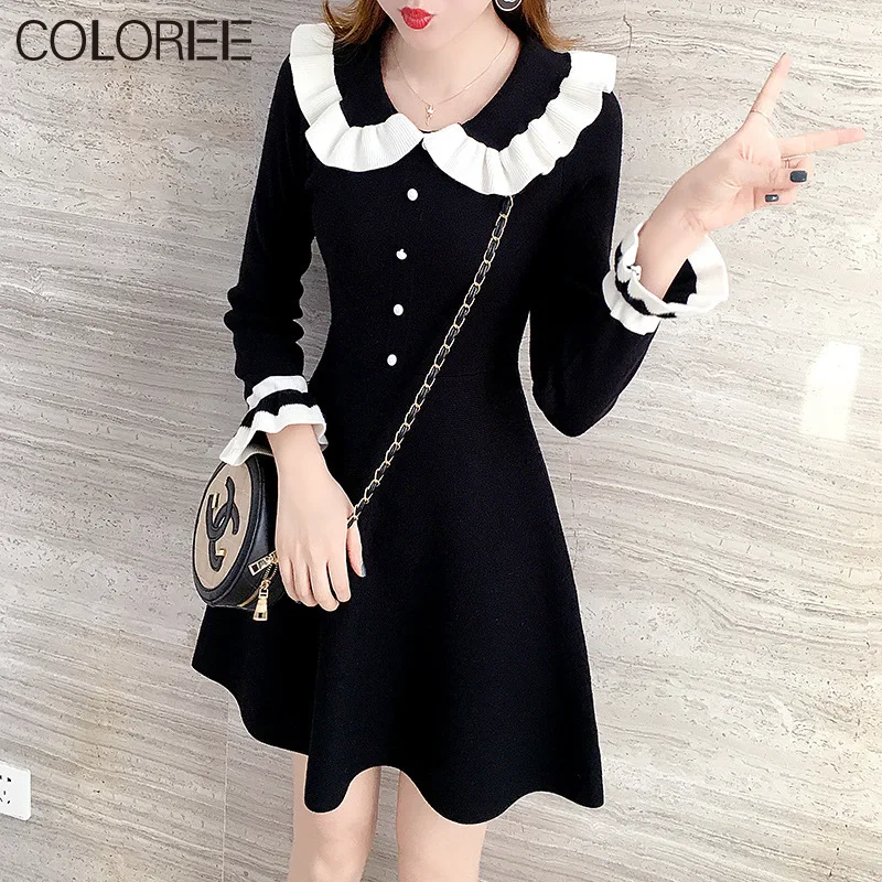 

Женское трикотажное платье-свитер, повседневное облегающее мини-платье-свитер с оборками и поясом в Корейском стиле на осень и зиму, 2021