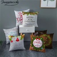 fuwatacchi merry christmas tree cushion covers xmas flower bell wreath throw pillowcases for home sofa couch decore pillow cover