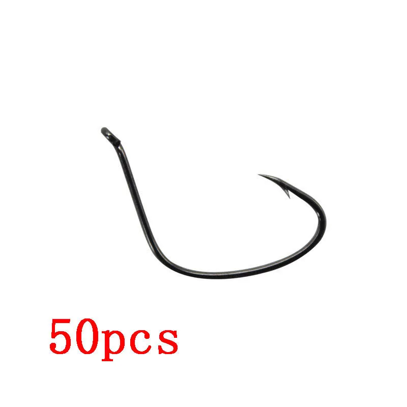 

50pcs/Lot Fishing Hooks Soft Lure Wacky Hook Barbed Single Eye Pesca High Carbon Steel Fishhook Peche Accessary Barbed Hook