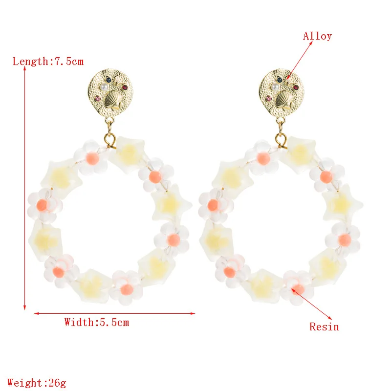 

New Arrivals Korean Cute Flower Pearls Star Handmade Beaded Loop Dangle Drop Earrings for Women Girls Party Daily Boho Earring