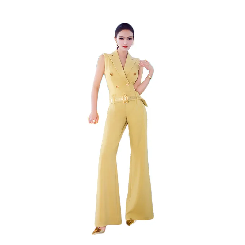 2020 Haute couture Lady Jumpsuit European fashion Top women clothing NEW Summer Suit collar jumpsuit High quality fabric 1777