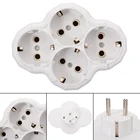 Белый переходник Европейского типа с 1 на 4 канала, европейский стандарт, розетка адаптера питания, 16 А, штепсели для путешествий, 110-250 В переменного тока