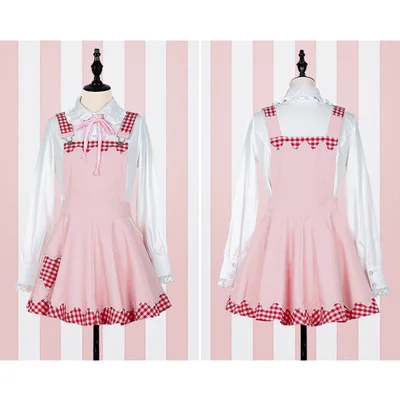 Tops and skirts 01 Новинка года; сезон весна; милое платье в японском студенческом стиле для девочек; кружевное платье в клетку для девочек; платье в стиле Лолиты - Цвет: Tops and skirts 01