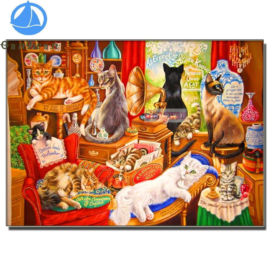 

5D diamond painting cute cats full round diamond embroidery mosaic cross stitch kittens family home decoration DIY handmade gift