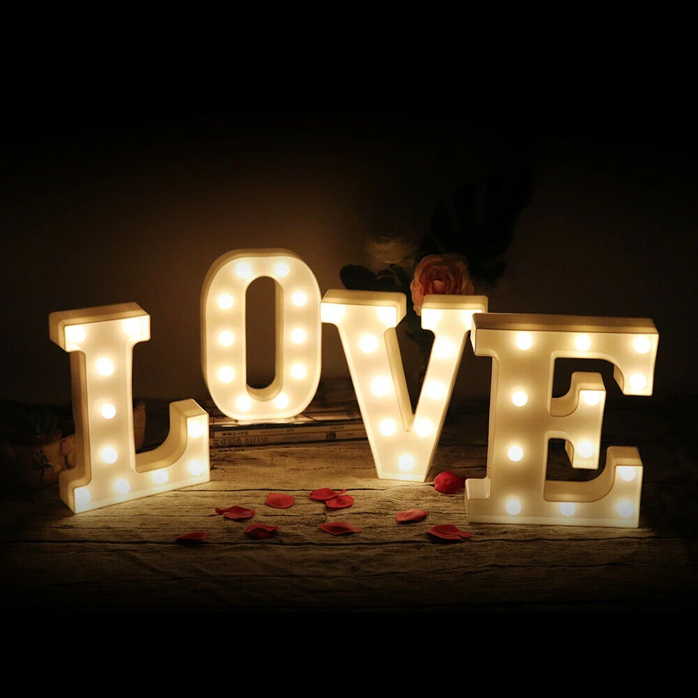 

White Wooden Letter LOVE Decorative Light Wedding Party Showcase LED