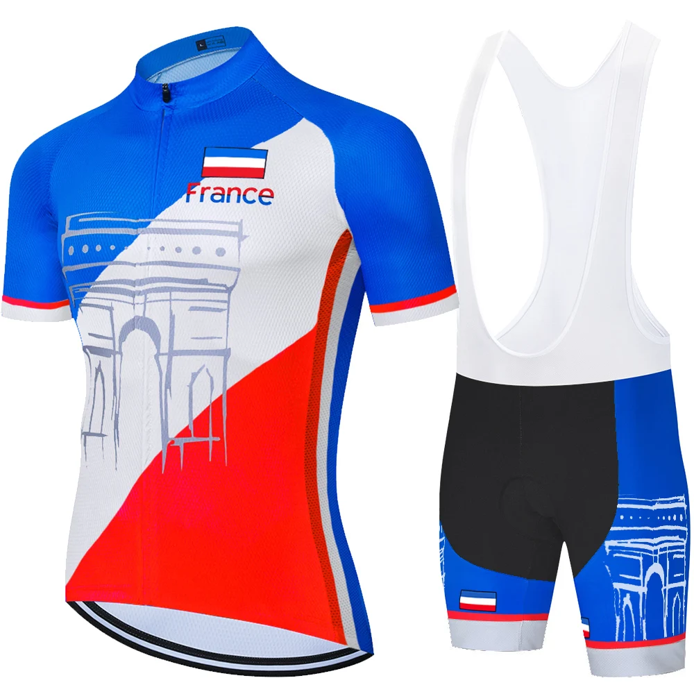 Новый de Франция дышащий спортивный костюм для велоспорта комплект из майки и