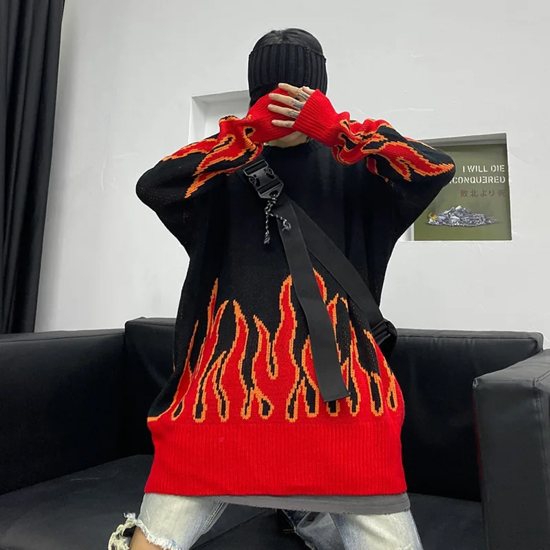 Женский жаккардовый свитер Neploe пуловер оверсайз с круглым вырезом и длинными