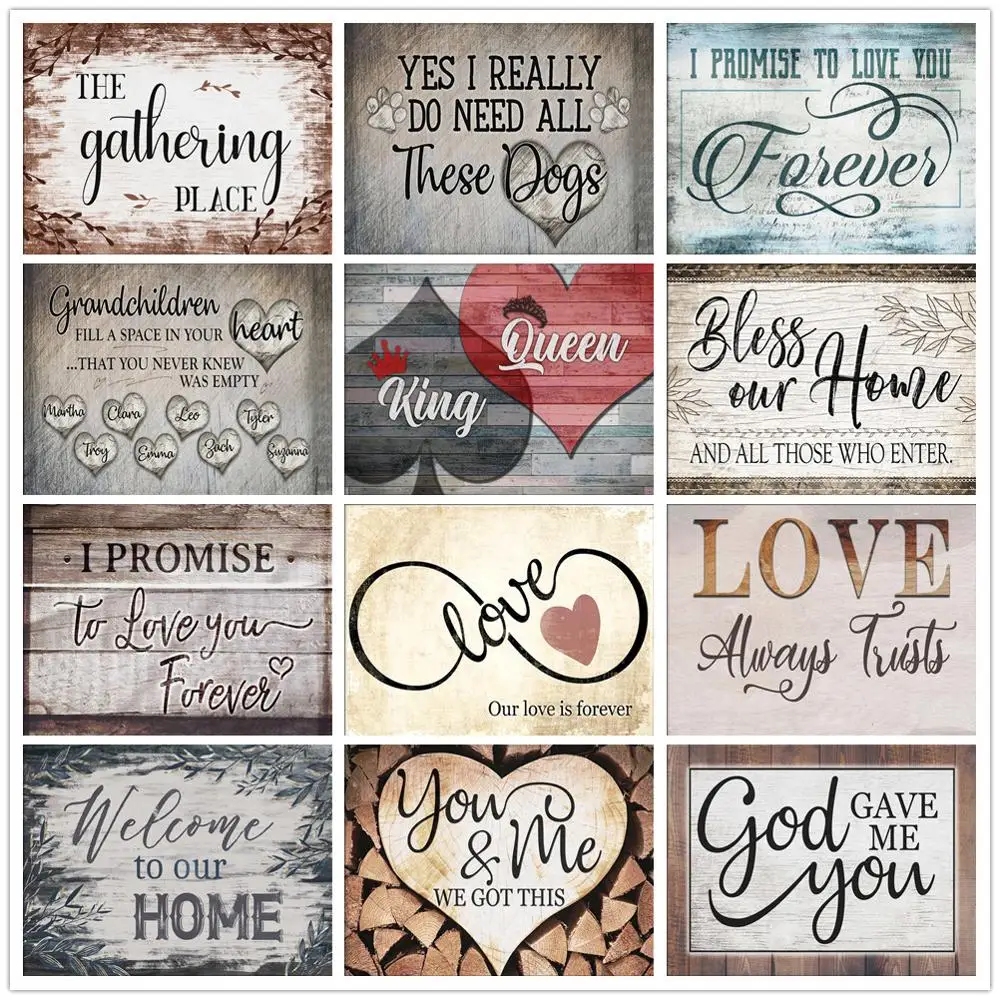 

Полный дрель алмазов картина 5D Сделай своими руками "Любовь рай дом" картина Стразы мозаика текст Алмазная вышивка настенный Декор для дома