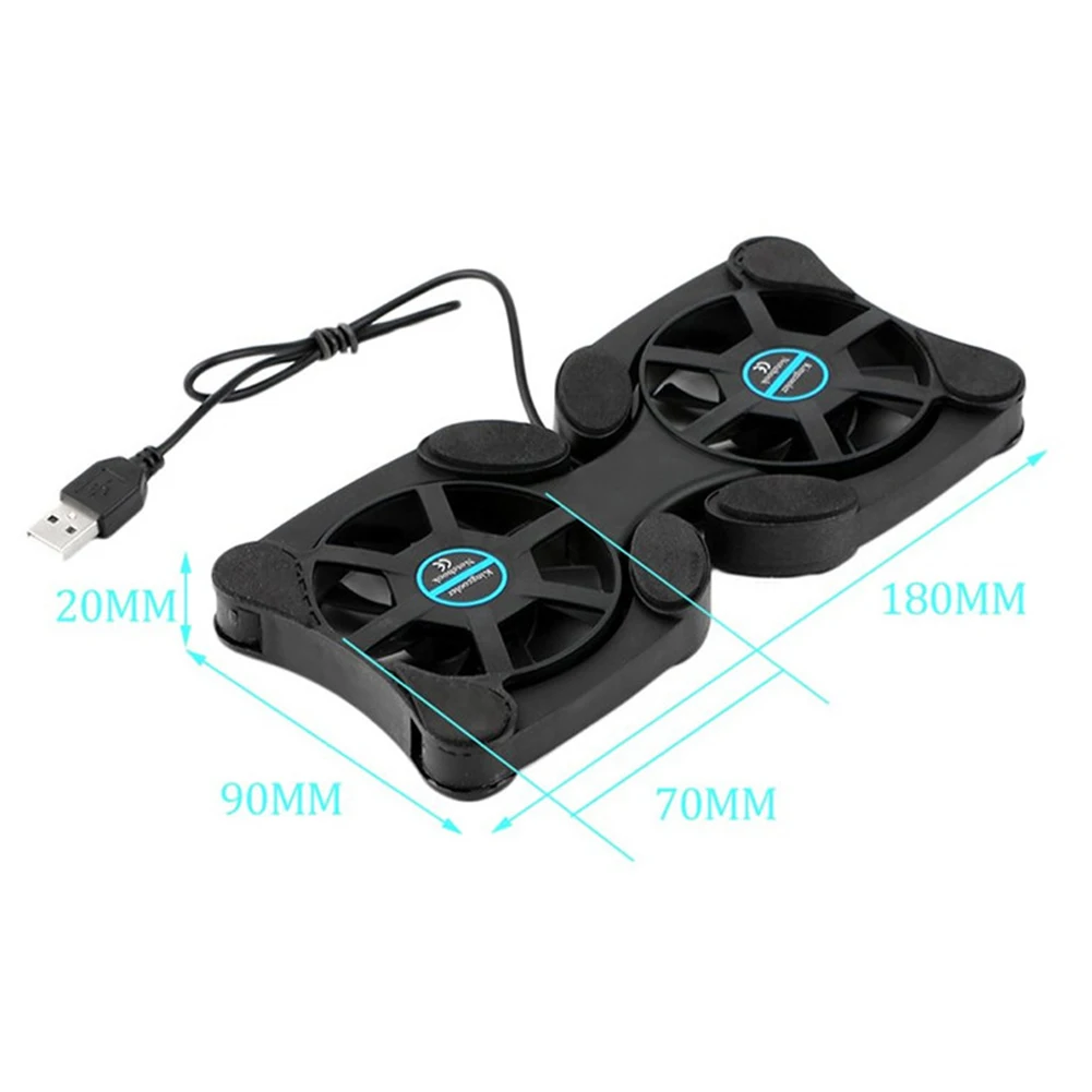 

Foldable Silent Desktop Fan Notebook Cooling Mats Double Fans Mini Notebook Cooler Cooling Pad for 7-15 inch Notebook Laptop