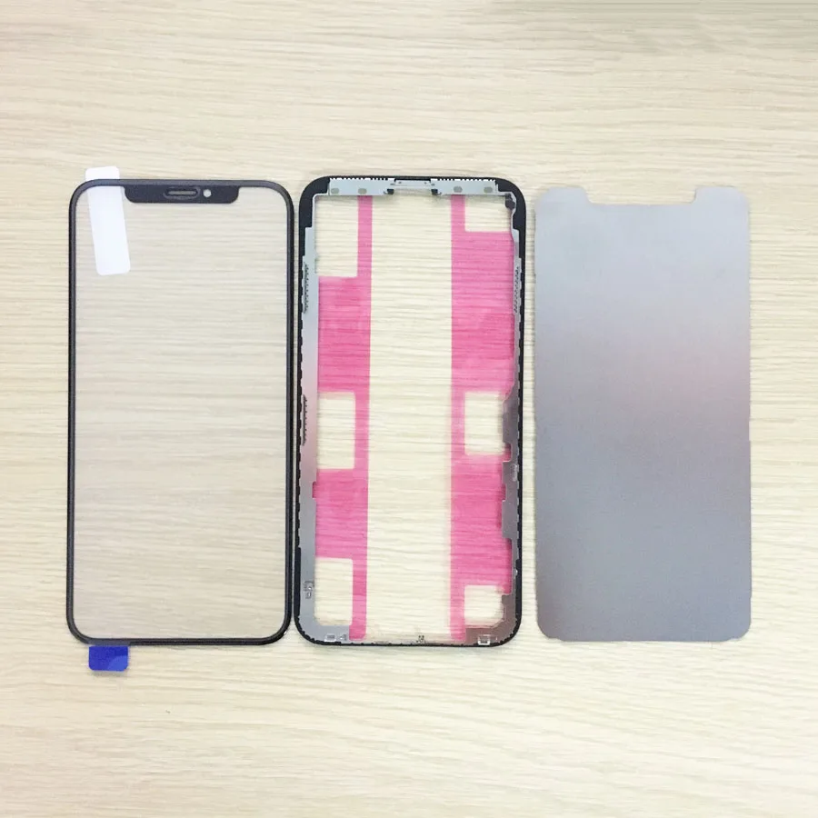 Переднее внешнее стекло с OCA + рамка наклейкой металлические листы для iPhone X XR XS MAX