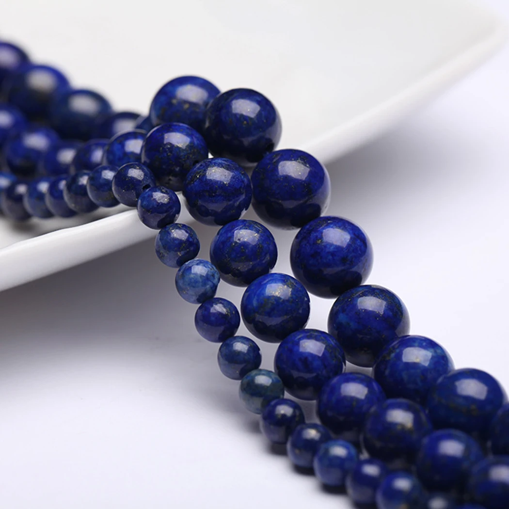 Натуральный Лазурит 4-12 мм круглые бусины из драгоценного камня для изготовления