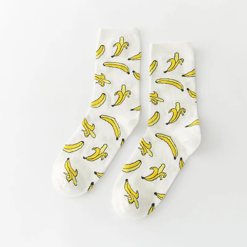 Many Banana INS/яркие носки с изображением Луны в Корейском стиле в стиле Харадзюку с забавными буквами; носки в стиле хип-хоп для скейтборда; спортивные носки; хипстерские летние носки - Цвет: Many Banana