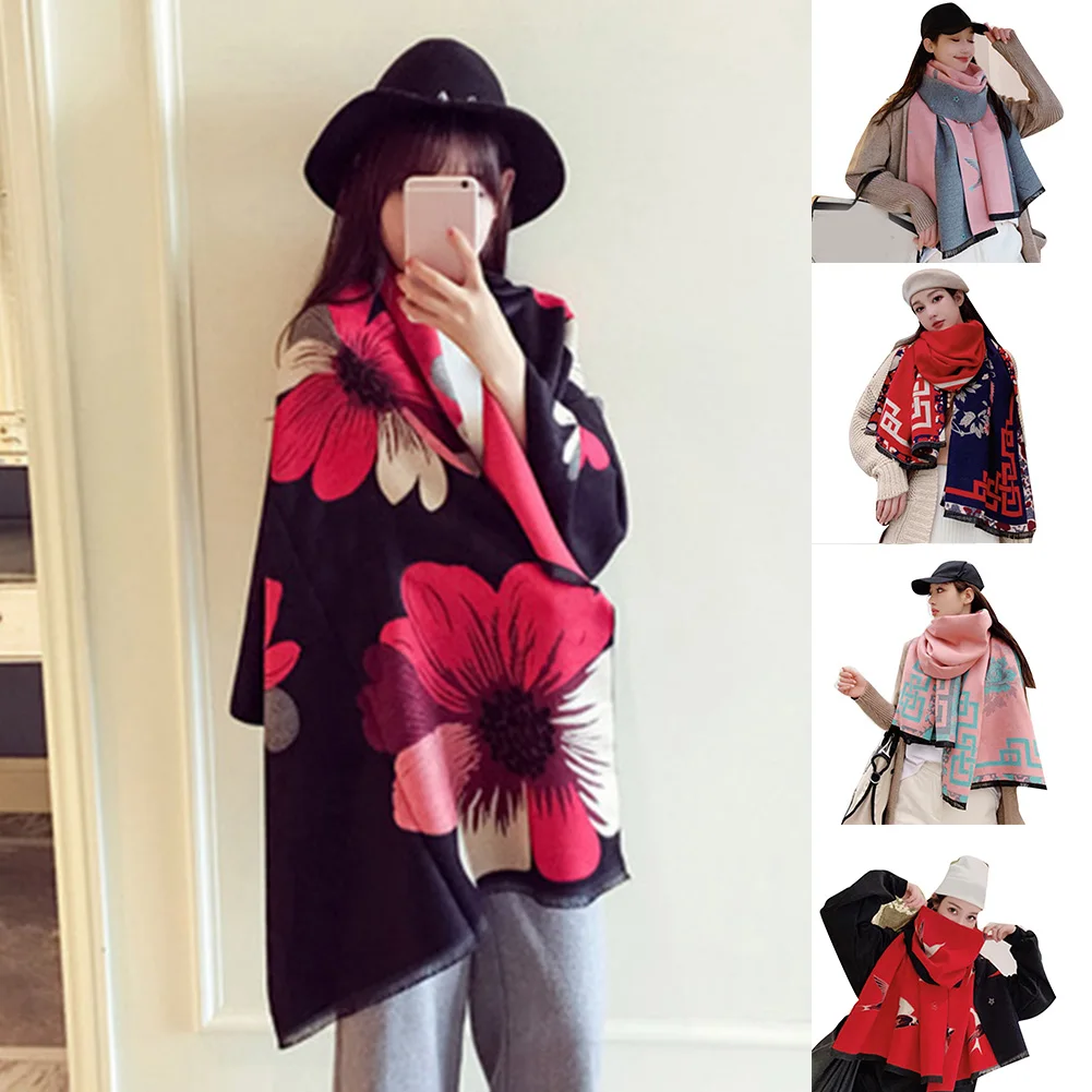 

Женский шарф с имитацией кашемира, двухсторонний толстый теплый шарф, модная шаль с принтом для осени и зимы-OPK