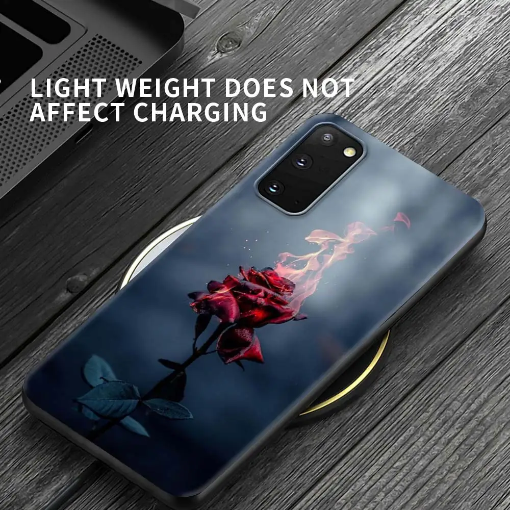 

Bright Red Rose Flowers Case For Samsung Galaxy S20 FE S21 S10 S9 S8 Plus Note 20 Ultra 8 9 10 Lite Black Shockproof Fundas
