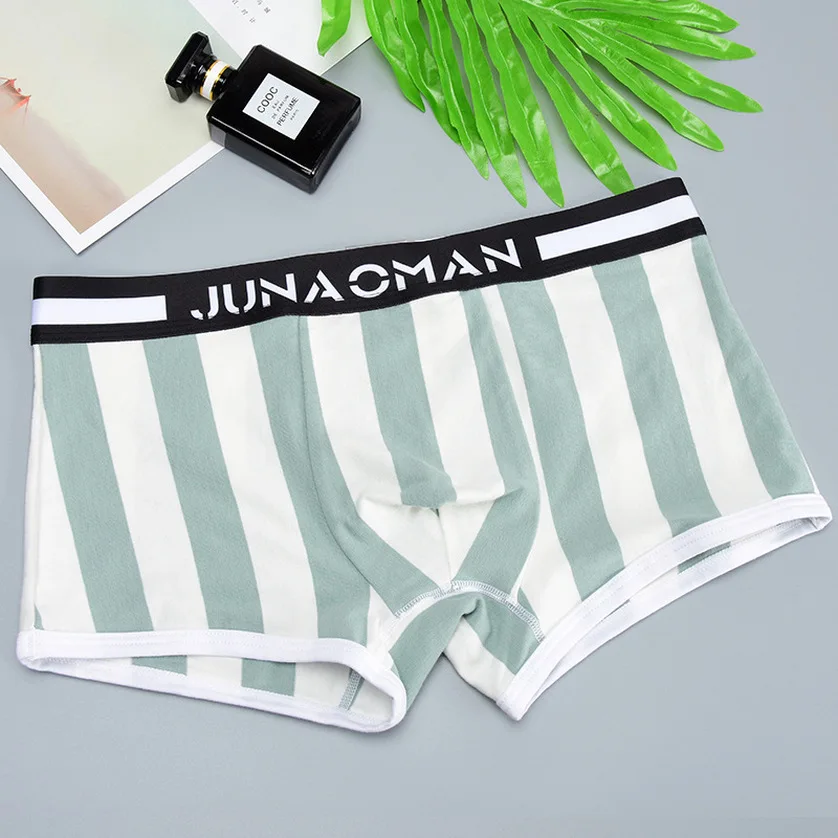 Мужские хлопковые трусы-боксеры в полоску черные дышащие трусы-шорты виде