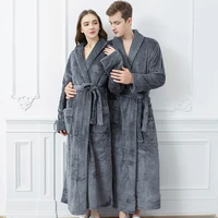 mid length flannel nightgown plus size thickening men and women couple pajamas bathrobe robes for women sexy robe sleepwear