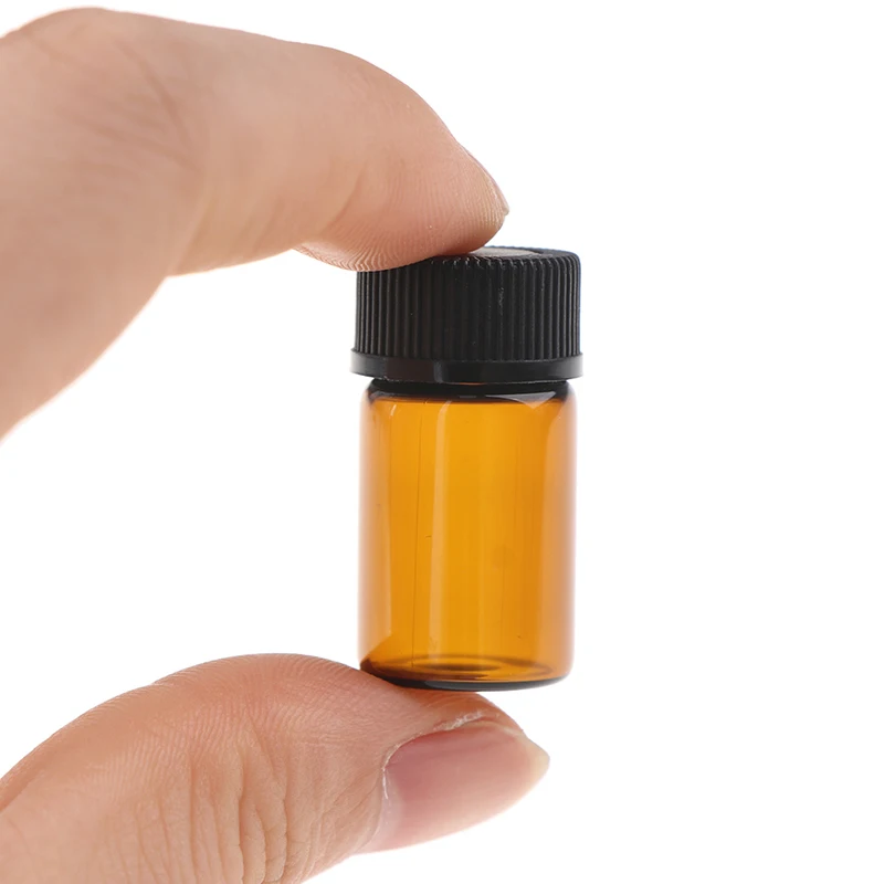 Флакон Янтарный стеклянный для эфирного масла 100 шт./компл. 1-3 мл с отверстием