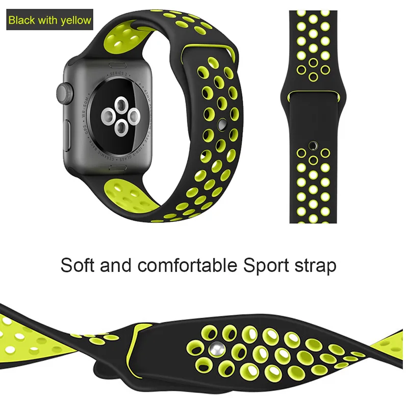 Силиконовый спортивный ремешок для наручных часов Apple watch, ремешок 38 мм 40 мм 42 44 мм наручные браслет, ремешок для наручных часов iWatch серии 4/3/2/1 женские полос