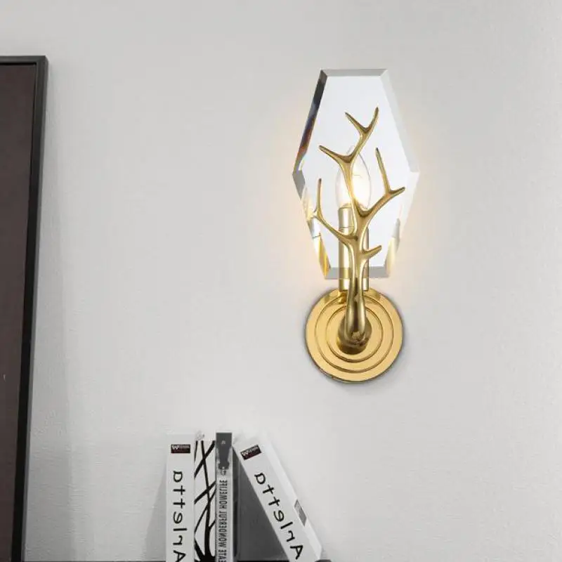 Художественная галерея олень рога Led настенный Бра кристалл светильник для