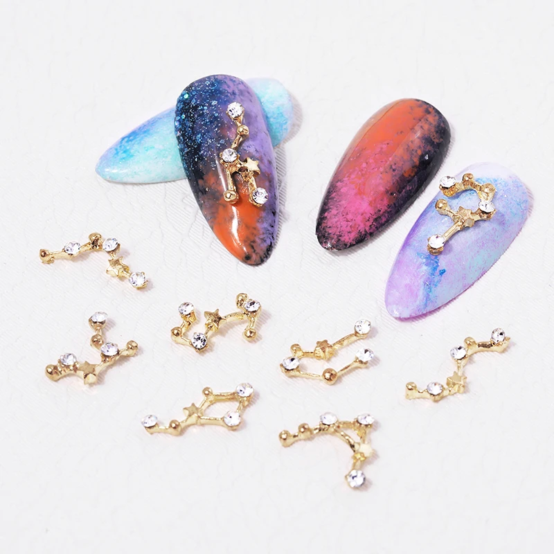 2 шт./компл. 3d-стразы для ногтей смешанный размер кристалл Металл Золотой