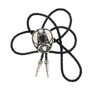 Кожаный ошейник Боло в Западном ковбойском стиле, унисекс, винтажный узор, комбинированный золотой и натуральный камень агата, Модный свадебный аксессуар