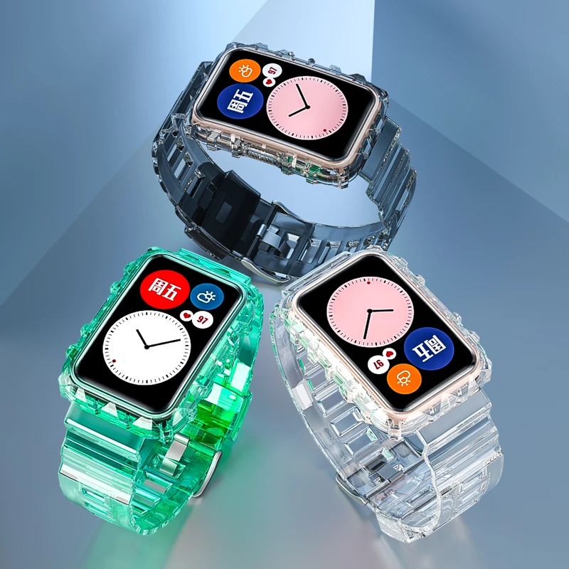 

Transparent Strap For Huawei Watch Fit Band Replacement Strap For Huawei Watch Fit Bracelet with Rugged Bumper Case Accessories