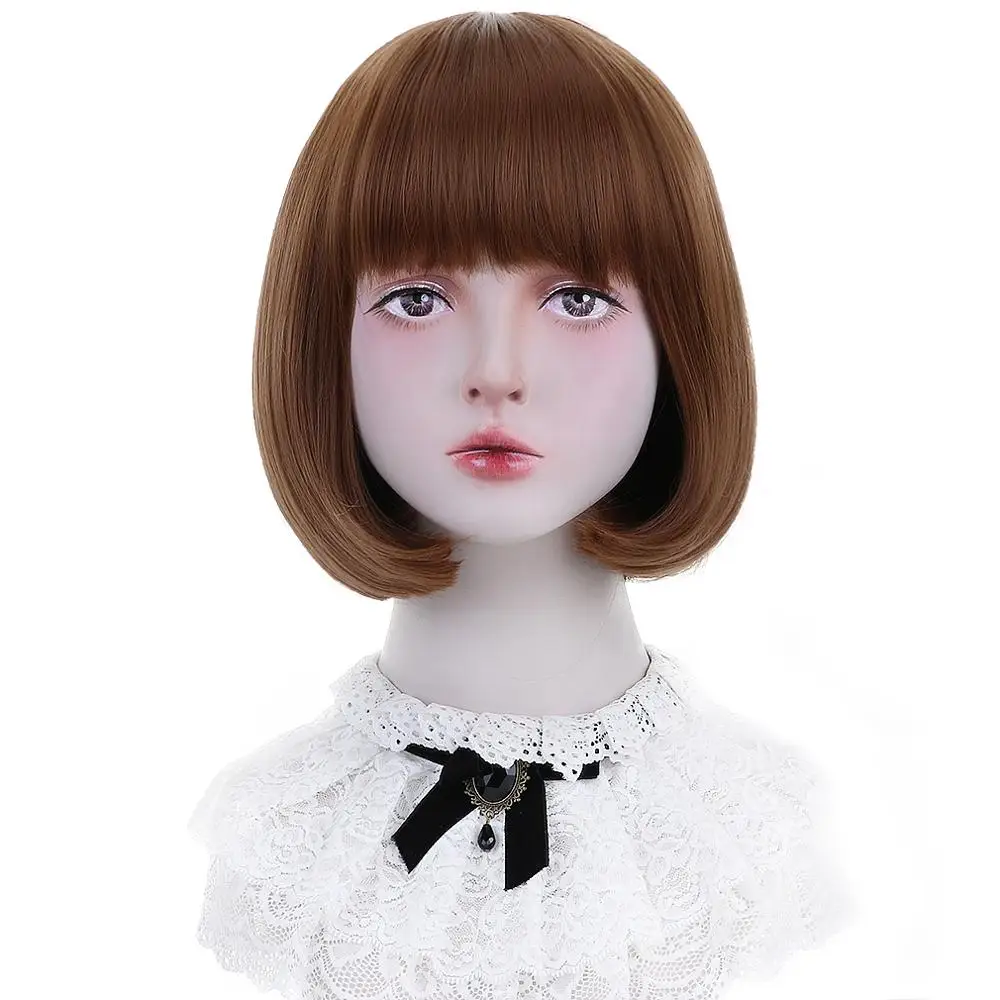 Парик Auburn коричневый каштановый Женский Синтетические прямые короткие с челкой