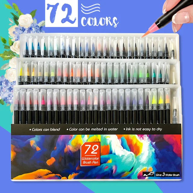 72 Colors 12 В/20 в/24/48/72 шт Цвета Премиум маркеры мягкий набор акварель кисть для рисования, ручка эффект Best фломастер для раскраски Манга - Цвет: 72 Colors