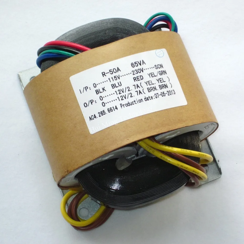 12V 2.7A R трансформатор сердечника 65VA медный изготовленный на заказ 115 230V Входной